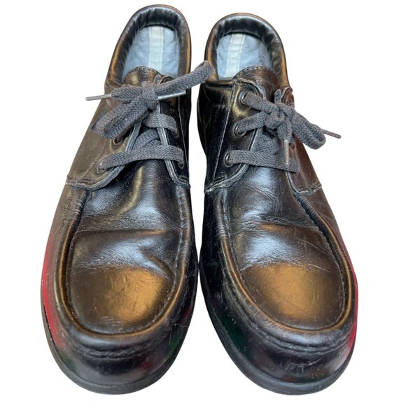 Vintage Red Wing Black Leather Steel Moc Toe Derby Work Shoes Mens Size 10 D USA main image 4